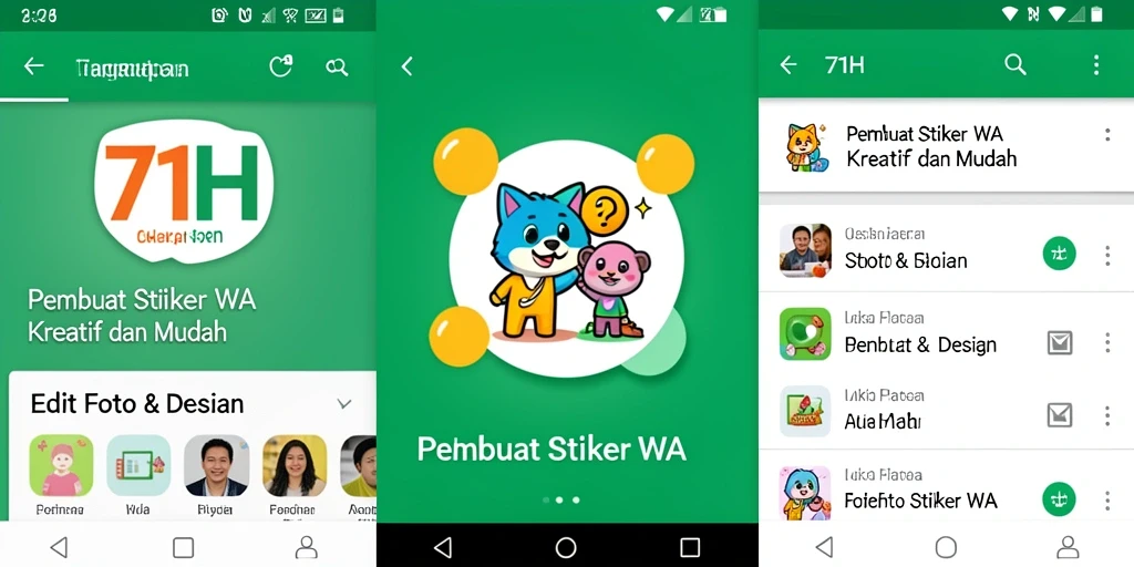 Tampilan antarmuka aplikasi 71H untuk membuat stiker WhatsApp.