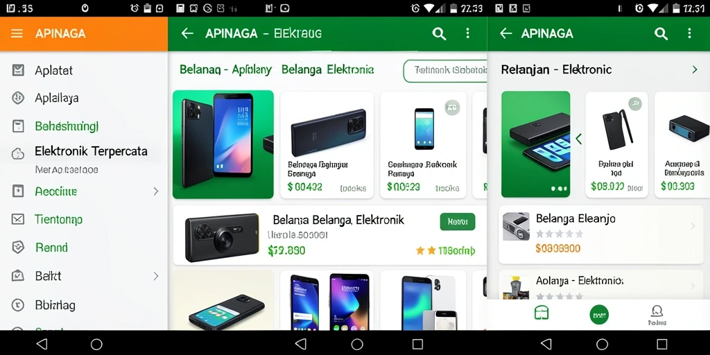 Antarmuka APINAGA yang modern dan fungsional untuk belanja elektronik.
