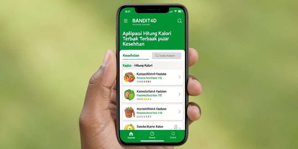 Antarmuka aplikasi BANDIT4D untuk menghitung kalori dengan mudah.