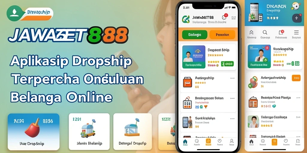 Antarmuka utama aplikasi JAWABET88 yang menampilkan fungsi dropship.