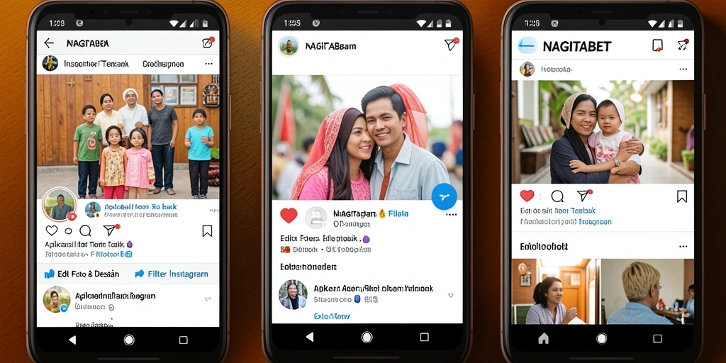 Antarmuka NAGITABET dengan beragam filter untuk foto Instagram.
