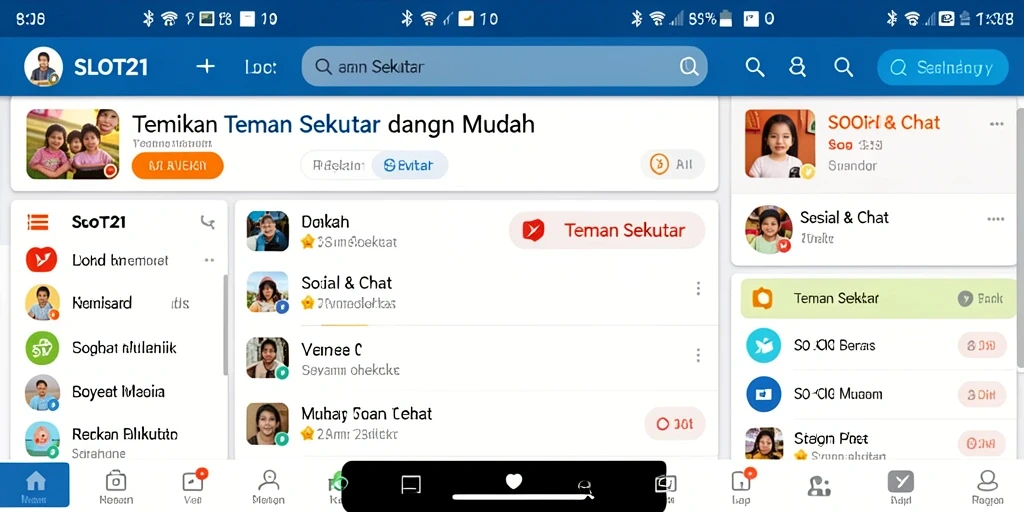 Antarmuka SLOT21 yang sederhana dan fungsional untuk menemukan teman baru.
