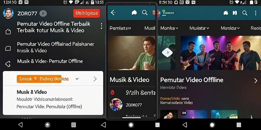 Antarmuka Pemutar Video Offline ZORO77 yang sederhana dan menarik.