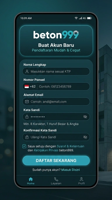 Daftar Akun Baru beton999 untuk Pengguna Android